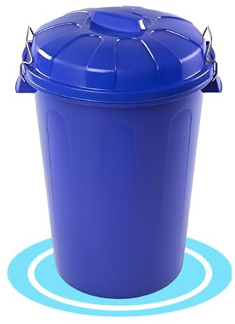 Dekohome Poubelle 100 l de capacité avec couvercle. Fabriquée en plastique résistant, idéale pour le stockage des ordures pour la maison, le bureau ou l'industrie - Bleu