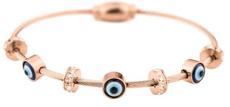 Mesmerize Rose Gold Evil Eye Diamond Magnetic Bracelet | Stainless Steel, Durable & Waterproof Bracelet