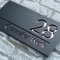 MXN Placa de acrílico 3D para casa, 15 x 29 cm, color rosa, negro, placa para casa con nombre de calle