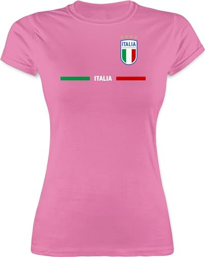 Shirt Damen - Fußball EM WM - Italien Trikot Wappen | Italia mit Stolz | Italienisches Fan-Motiv - M - Rosa - italienische Trikots fußballtrikot Europameisterschaft Italy t-Shirt Italiener Tshirt