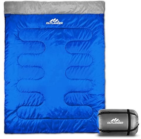 Double Sleeping Bag, Adult Two Person Sleeping Bag for King Size 3 Seasons Lightweight Waterproof Camping Sleeping Bags for Youth Hiking Outdoor Camping Travel Hunting with Compression Bag