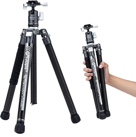 Fotopro 62 Inch Lightweight Travel Tripod For Camera Monopod 360 Ball Head Retractable Stable 2.07 lbs Ultralight Professional Carbon Fiber Tripod For DSLR Camera