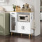 YITAHOME Buffetschrank, Sideboard Küche, Sideboard Holz, Anrichte, Sideboard Weiss, Küchenschrank mit Mikrowellenregal Glastüren und Schubladen, Aufbewahrungsschrank für Esszimmer, 90*34*91cm (Weiss)