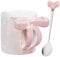 NiHome 340ml/12oz Bow Handle Cute Ceramic Coffee Mug – Starry Electroplated Finish, Microwave & Dishwasher Safe, Gifts & Mugs for Women (Pink)