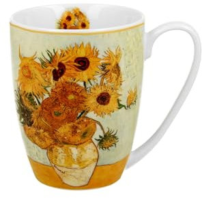DUO ART GALLERY Klassischer Becher 360 ml SUNFLOWERS inspired by Van Gogh New Bone China Porzellan