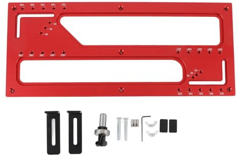 Cabinet Door Embedded Handle Cutting Template Aluminum Alloy Non Handle Cabinet Door Slotting Guide Set with Semi Circular Router Bit for Woodworking Projects