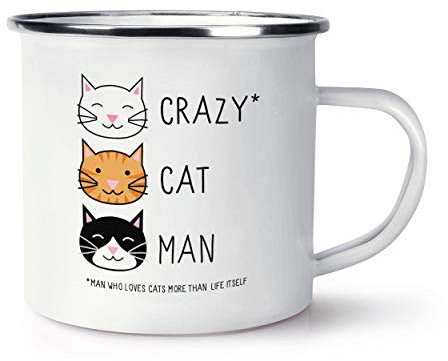 Crazy Katze Mann Retro Emaille Becher