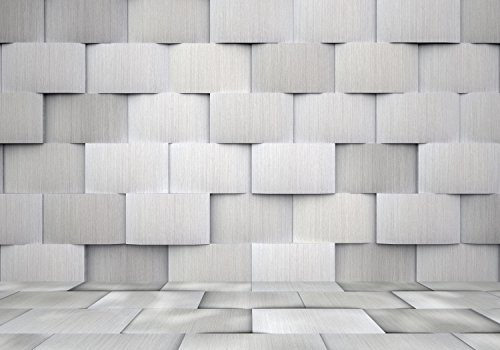 wandmotiv24 Fototapete 3D Effekt Fließen, XL 350 x 245 cm - 7 Teile, Wanddeko, Wandbild, Wandtapete, Raum, Platten, Würfel M0800