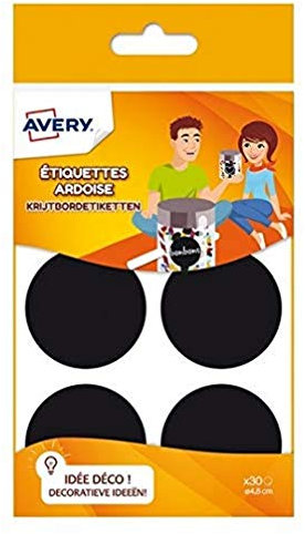Avery ARDO30 Etiketten, rund, Durchmesser 4,8 cm, Schwarz, 30 Stück