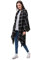 Lemef Damen Schal Kariert Winterschal Quadratisch Deckenschal Karo Tartan Streifen Plaid Muster Oversized Fransen Poncho