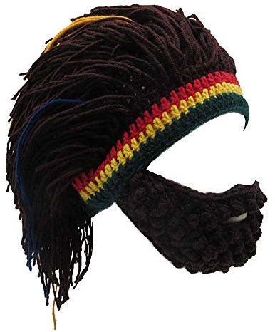YEKEYI Strickmütze für Kinder und Erwachsene, Barbar-Mütze, handgefertigt, lustig, Totenkopf-Mütze - - Groß
