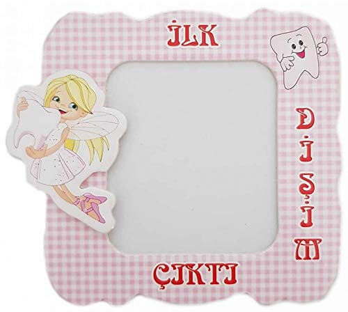 Torten Deko Shop Rosa Disim Cikti, erster Zahn Magnetischer Rahmen, 8 x 8 cm