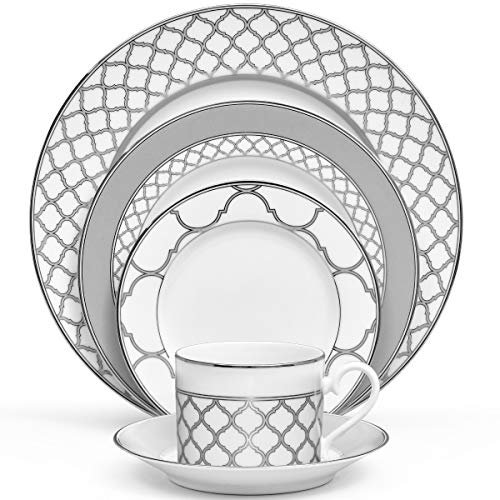 Noritake Eternal Palace 5-teiliges Gedeck in Grau/Weiß