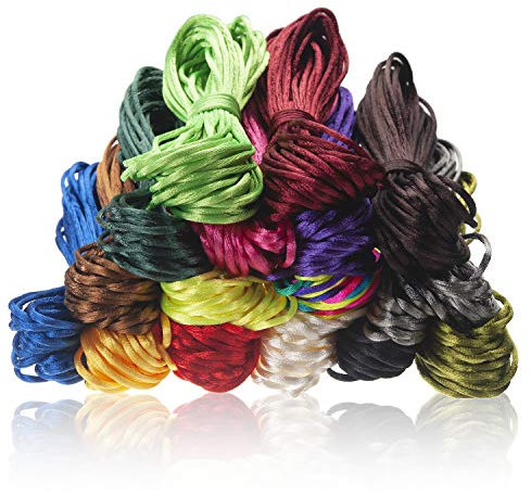 2.0mm Nylon Rattail Seide Satinschnur für Halsketten Armbänder Schmuckherstellung, 16 Bündel 160m Völlig Chinesische Knotenschnur Satinkordel Nylon Satin Schnur Faden Schnur für Kumihimo
