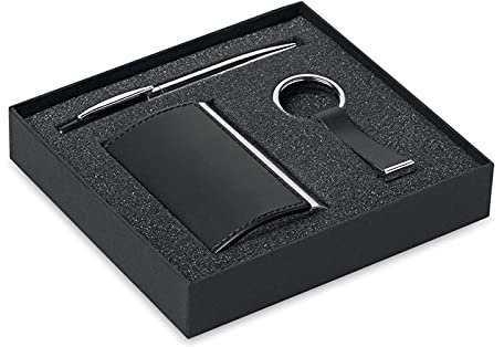 Ensemble d'affaires élégant coffret cadeau avec porte-cartes de visite en cuir écologique, stylo en métal et porte-clés. Idée cadeau de luxe pour homme femme bureau travail