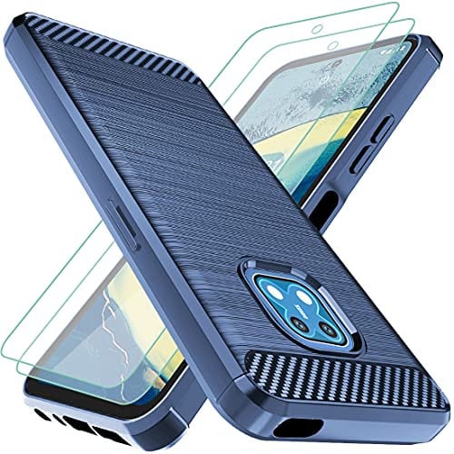 Osophter for Nokia XR20 Case With 2pcs Screen Protector Shock-Absorption Flexible TPU Rubber Protective Cell Phone Cover for Nokia XR20 (UK-Blue)