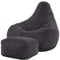 Icon Dalton Sitzsack mit Hocker Cord, Dunkelgrau, Gaming Sitzsack Erwachsene mit Füllung, Bean Bag, Cord Sessel, Lounge Sessel, Lounge Stuhl, Schlafzimmer, Wohnzimmer, Wohnzimmer Möbel