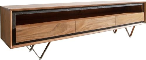 DELIFE TV-Board Stonegrace Akazie Natur 175 cm 1 Fach 3 Schubladen Steinfurnier V-Fuß