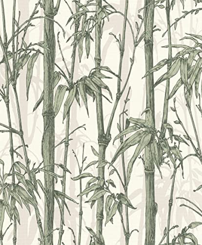 Rasch Tapeten Vliestapete (Botanical) Grün weiße 10,05 m x 0,53 m Florentine III 484847