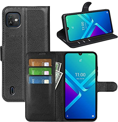 Fertuo Coque pour Wiko Y82, Antichoc Portefeuille Étui Housse en Cuir à Rabat Flip Cover Case avec Silicone Bumper, Porte Carte, Béquille, Boucle Magnétique pour Wiko Y82, Noir