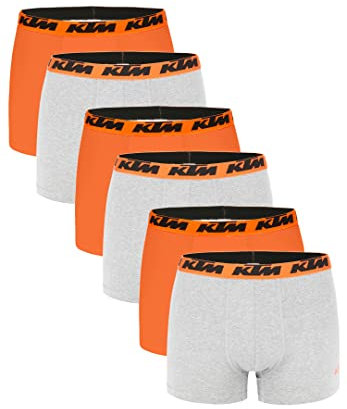 KTM by Freegun Boxershorts für Herren Unterwäsche Pant Men´s Boxer 6 er Pack, Farbe:Light Grey / Orange2, Bekleidungsgröße:M
