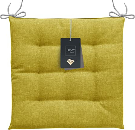 LILENO HOME 6er Set Stuhlkissen Grün (40x40x4,5 cm) - Sitzkissen für Gartenstuhl, Küche oder Esszimmerstuhl - UV-beständige Indoor u. Outdoor Stuhlauflage als Stuhl Kissen (Laura OLF)