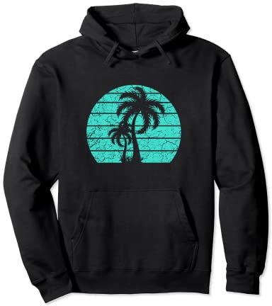 California Republic Türkisfarbenes Palmen Strand Palme Pullover Hoodie