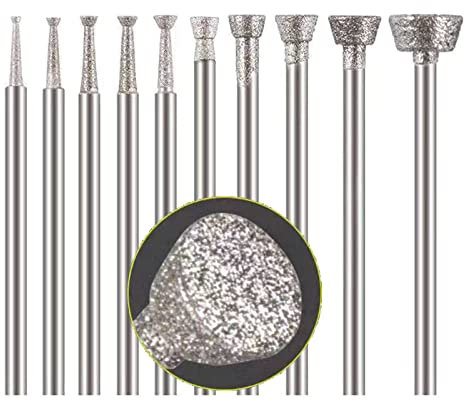 Luo ke - Diamant Schleiffräser, 3/32 Zoll Schaft Stein Schnitzset für Dreharbeiten (10 Stück)