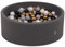 KiddyMoon Bällebad 90X30cm/200 Bälle ∅ 7Cm Bällepool Mit Bunten Bällen Für Babys Kinder Rund, Dunkelgrau:Schwarz/Perle/Gold/Grau