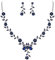 Clearine Damen Hochzeit Schmuck Set Blatt Cluster Blume Kristall Anhänger Halskette baumeln Ohrringe für Braut SaphirBlau Silber Ton
