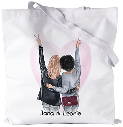 Kiddle-Design Beste Freundin Jutebeutel Weiß Personalisiert Name Geschenk Geburtstag Best Friend Freundinnen-Geschenk Freundschaft selbst gestalten
