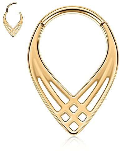 Daith Piercing Schmuck Teardrop Septum Clicker Ring Chirurgenstahl Septum Nasenring Creolen Gold Higned Segment Ring Rook Ohrringe Helix Knorpel Conch Tragus Piercing Schmuck 8mm ausgehöhlt