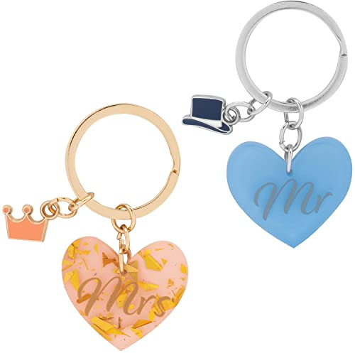 GRUSS & CO Partner-Schlüsselanhänger Mr und Mrs: Geschenkset bestehend aus zwei Schlüsselanhängern