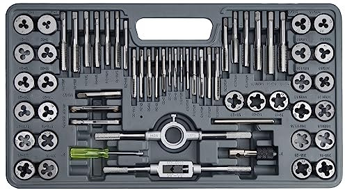 Anfrere 60 pcs Tap and Die Set Metric and Standard, Coarse and Fine Threads for Cutting External and Internal Threads, Essential Repair Tool Kit with Storage Case