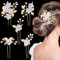 MELLIEX 5 Pièces Épingle à Cheveux de Marriage Perle Pinces à Cheveux Strass Accessoires de Cheveux en Cristal de Fleur pour Marriage Anniversaire Fête - Or