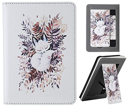 Étui pour 6 Kindle Paperwhite 5e/6e/7e/10e Génération(Sorti en 2012/2013/2015/2018, modèle EY21 & DP75SDI & PQ94WIF, Coque en Cuir PU avec dragonne et Support et Intelligent Réveil/Veille