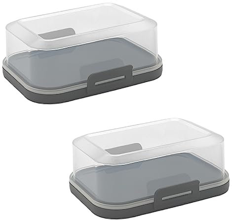 2x Hochwertige Stapelbare Butterdose mit Verschluss, Plastik-box-dose, Perfekte Ordnung im Kühlschrank BPA-Frei Mehrzweck anthrazit