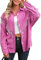 WIEIYM Damen Glitzer Jacke Rhinestones Fransen Knöpfen Jeansjacke Konzert Outfits Langarm Quasten Tshirt Pailletten College Party Jacken,Rosa,XL