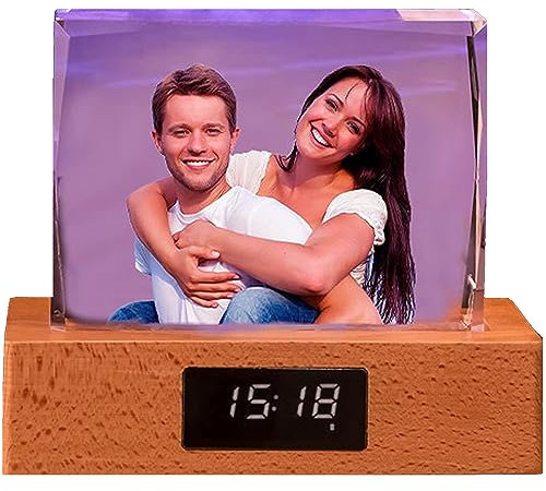 Personalisierter 3D-Kristall mit Bluetooth-Lautsprecher und 7-farbigem LED-Nachtlicht – individuell graviertes Foto in Kristall – perfekt für Jahrestag und Gedenkgeschenke für Ehemann, Ehefrau,