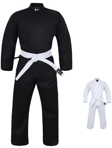 URBANSBEE Tuta Kimono Karate Gi in Cotone Nero - Uniforme Professionale da Allenamento, Arti Marziali, MMA, Karate, Taekwondo - Uomini, Donne e Bambini