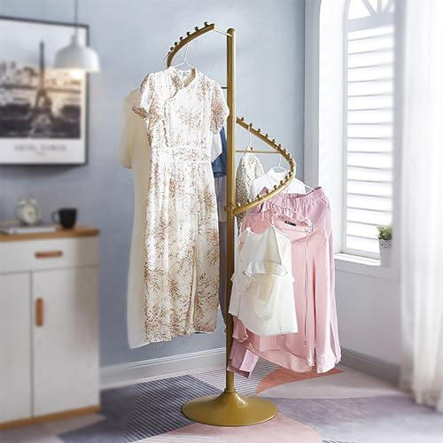 Tyewomiy Offener Kleiderschrank, Begehbarer Kleiderschrank Offen Fünf Stangen Zum Aufhängen Von Kleidung (Color : Gold, Size : 62x62x180cm)