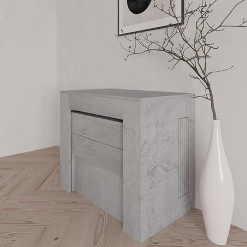 VE.CA - Kit Karen - Consolle Allungabile - Con 2 Panche Allungabili - In Alluminio - Dimensioni: 90x77x51,5 a 300 cm - Colore: Effetto Cemento - Arredo, cucina, casa - Made in Italy