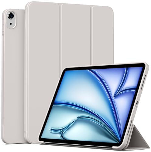 BFGTSJF Hülle für iPad Air 11 Zoll M3/M2 Hülle 2025/2024, iPad Air 5./4. Generation 10,9-Zoll 2022/2020, Auto Schlafen/Wachen, Leicht Dünn Weiches TPU Rückseite Schutzhülle Smart Folio Cover, Grau