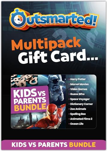 Outsmarted - The Live Quiz Show - Multipack Gift Card Board Game - Questions Bundle Board Games Kids vs Adults - Over 1200 Questions, Live TV Quiz Show, Family Game Night - Ages 8+