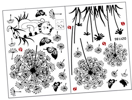 Angoily 2 Blätter Wandaufkleber Frühlings-Fensterklammern Löwenzahn Wandtattoos kinderzimmer wandsticker wall stickers for kids room Wandtattoo kinder Kinderzimmer Tapete Haushalt Feder