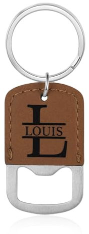 Jeweidea Porte-clé personnalisé avec Alphabet Lettre Nom pour Homme Porte-clé en Acier Inoxydable en Cuir PU avec Engaving pour Papa Mari Meilleur Amis Cadeaux pour Lui