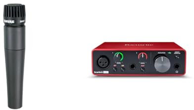 Shure SM57 Dynamisches Instrumentenmikrofon mit Nierencharakteristik & Focusrite Scarlett Solo 3. Gen USB-Audio-Interface-Bundle für Gitarristen