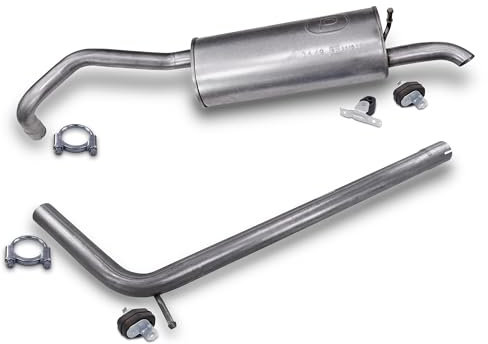 ATEC Germany Auspuff Schalldämpfer Set 1x Vorderrohr, 1x Endschalldämpfer inkl Zubehör Kompatibel mit SEAT IBIZA (6J5, 6P1) (6J1, 6P5) (6J8, 6P8), SKODA FABIA 2 (542), VW POLO V (6R1, 6C1)