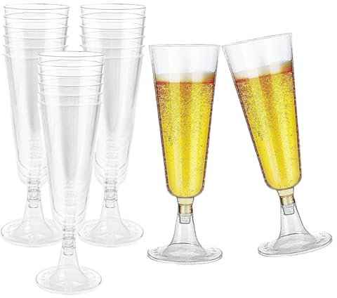 GOIEHIR 20 Stück Champagnerflöten aus Kunststoff, 150 ml Sektgläser Plastik, Plastik Sektgläser Wiederverwendbar, für Hochzeiten, Partys