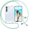 ISOI Funda con Cuerda para Samsung Galaxy A55 5G, Carcasa Transparente TPU Suave Silicona Case con Correa Colgante Ajustable Collar Correa de Cuello Cadena Cordón, Verde